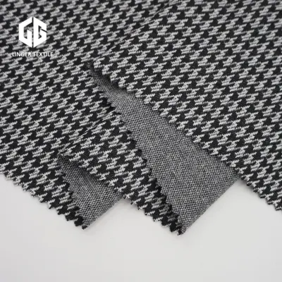 Tecido Jacquard Houndstooth de poliéster e nylon de algodão para roupas de malha