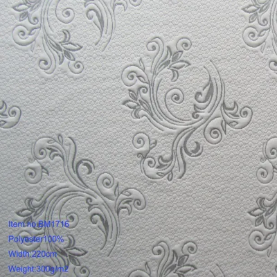 Tecido de colchão jacquard tricotado para têxteis domésticos 220cm 300GSM tecido 100% poliéster