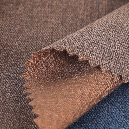 100% poliéster tecido de pelúcia veludo chenille imitação de linho tingido tecido listrado liso para móveis sofá almofada cama estofamento pano